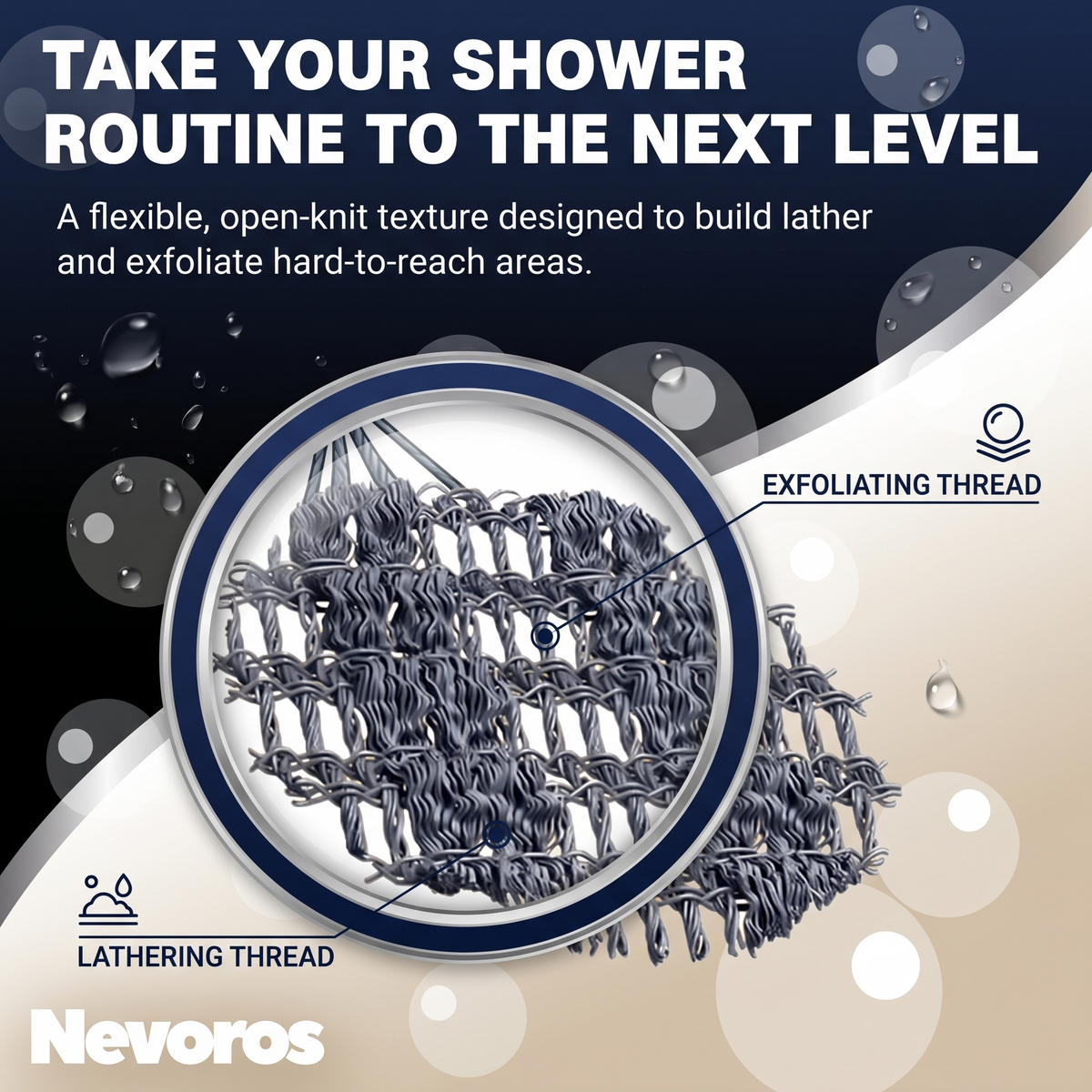 Nevoros - Exfoliating Shower Towel for Smoother, Clearer Skin