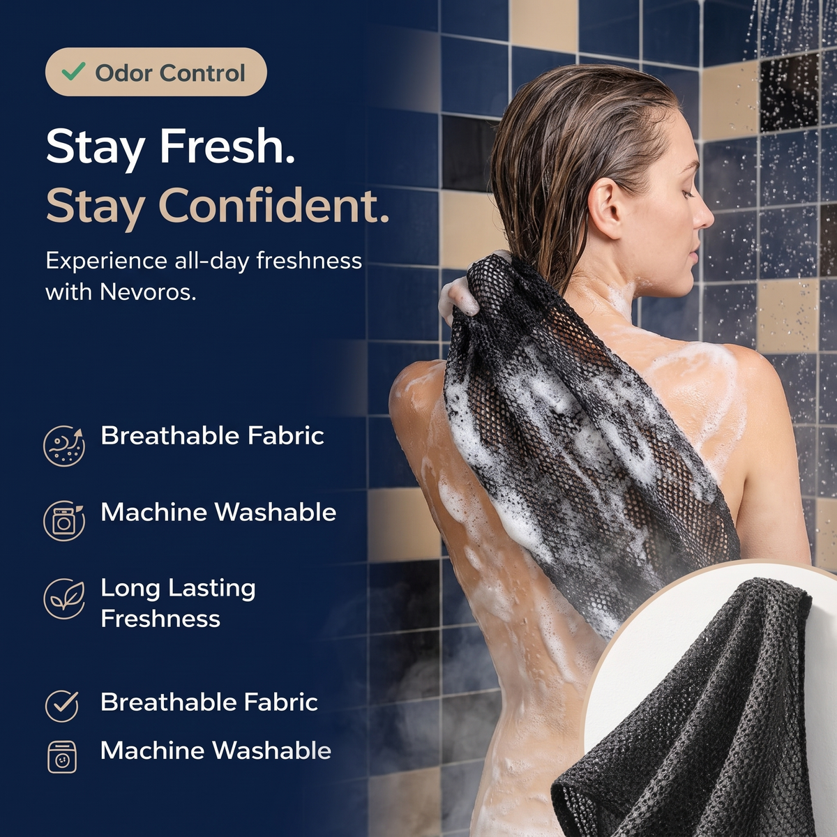 Nevoros - Exfoliating Shower Towel for Smoother, Clearer Skin